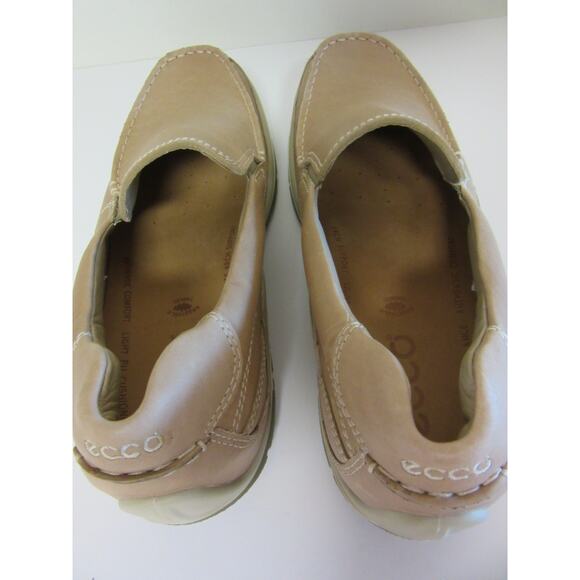 ECCO Beige Leather 46 Balance Arch Support Shock Point Slip On Driving Loafers main image 8